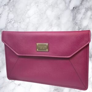 Michael Kors Leather Tablet/Laptop Case Fuschia Gold Interior